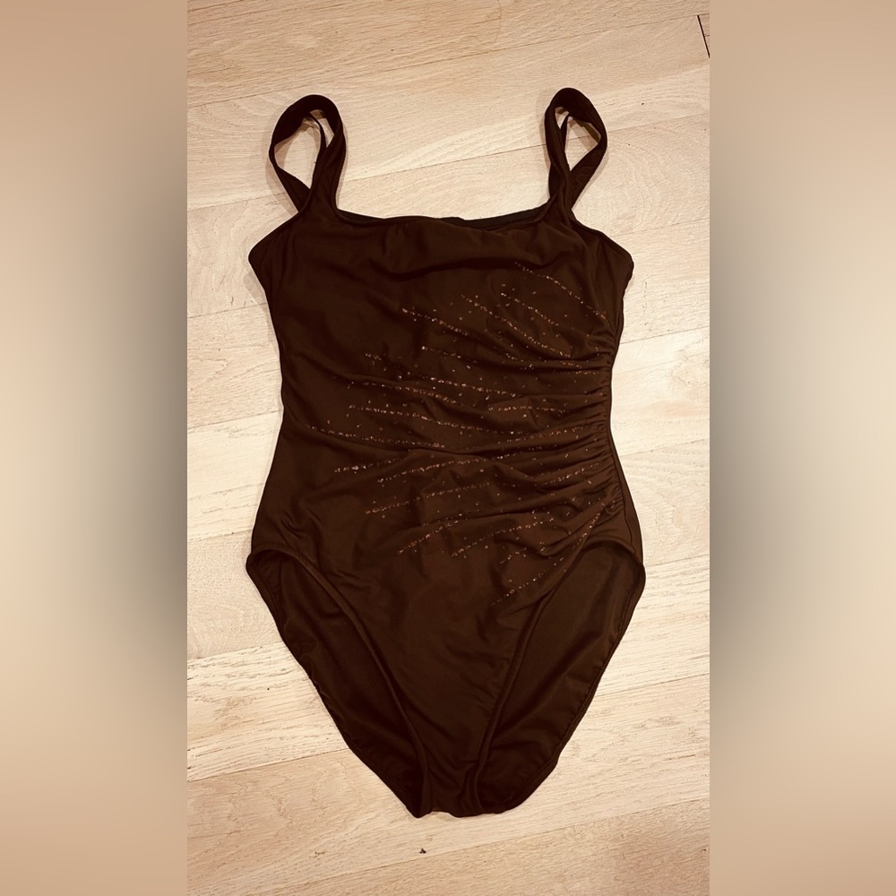 Brown one piece with glitter accents
